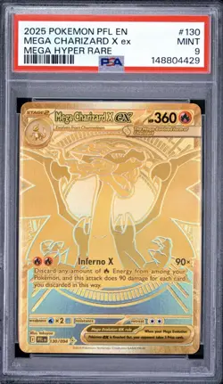 2025 POKEMON EN-PHANTASMAL FLAMES MEGA CHARIZARD GOLD HYPER RARE X EX PSA 9 📈 - Image 3