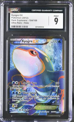Pokemon Kyogre EX Dark Explorers Full Art #104 CGC 9 MINT - Image 1