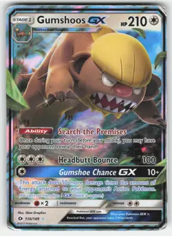 Gumshoos GX 110/149 Holofoil Ultra Rare SM Base Set Pokemon HP dmg - Image 1