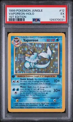 Graded Pokemon - Vaporeon (12/64) Jungle 1st Edition PSA 5 - Image 1