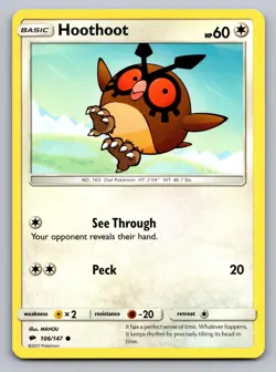 Hoothoot 106/147 Common Burning Shadows Pokemon Lightly Played - Image 1