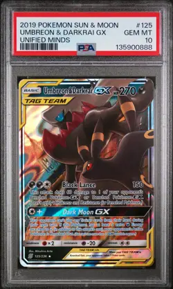 Umbreon & Darkrai GX #125 2019 Pokemon Sun & Moon Unified Minds PSA 10 - Image 1