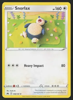 Snorlax 109/159 Rare Crown Zenith Pokemon Near Mint - Image 1