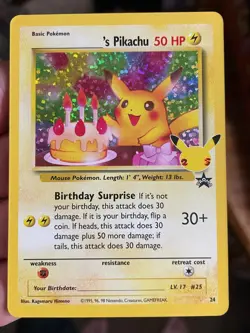 Pokemon Birthday Pikachu 24/53 Celebrations Classic Collection Holo NM - Image 1