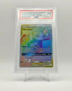 2019 POKEMON COSMIC ECLIPSE SECRET RARE BLASTOISE & PIPLUP GX 253/236 PSA 9 - Image 1