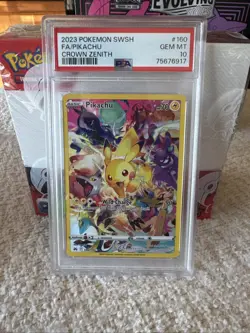 2023 POKEMON SWORD AND SHIELD CROWN ZENITH #160 FA/PIKACHU PSA 10 - Image 3