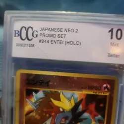 Japanese Entei Neo 2 Promo Holographic BCCG Grade 10 SCRATCH ON CASE CARD FINE - Image 2