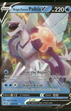 Pokemon Cards Origin Forme Palkia V 039/189 Astral Radiance Holo Rare V NM - Image 1