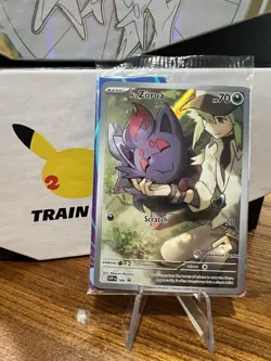 Pokemon TCG Sv09: Journey Together N's Zorua Pokemon Center Card 189 Sealed - Image 1