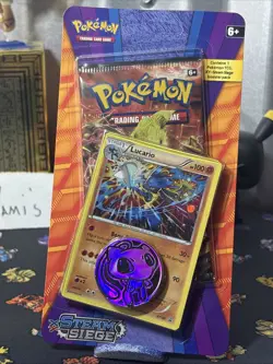 2016 Pokemon LUCARIO XY STEAM SIEGE BLISTER *SEALED* Cosmo blk Star Promo Wow!! - Image 1