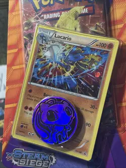 2016 Pokemon LUCARIO XY STEAM SIEGE BLISTER *SEALED* Cosmo blk Star Promo Wow!! - Image 4