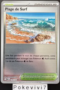 Carte Pokemon PLAGE DE SURF 129/132 REVERSE ME01 Mega-Evolution MEG FR NEUF - Image 1