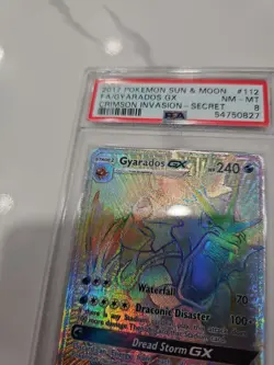 2017 Pokemon Crimson Invasion Gyarados GX Rainbow Secret #112 PSA 8 NM-MT - Image 4