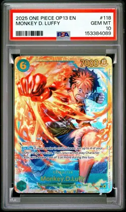 2025 ONE PIECE OP13-CARRYING ON HIS WILL #118 MONKEY D. LUFFY PSA 10 - Image 1