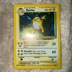 Pokemon TCG Raichu Holo Rare Card Base Set, Vintage, 14/102 - Image 1