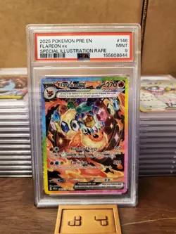 Pokemon Flareon EX 2025 Pre-EN 146/131 Special Illustration Rare PSA 9 - Image 1