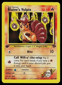 Pokemon Card - Blaine's Vulpix Gym Challenge 66/132 1st Edition Common - Image 1