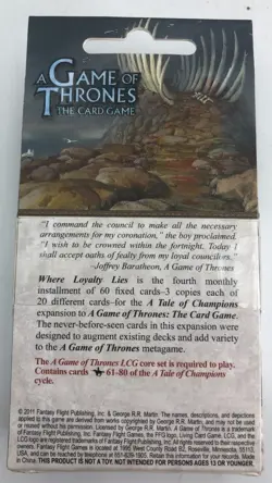 Game of Thrones Where Loyalty Lies Chapter Pack CCG Card Game Deck Set - Image 2