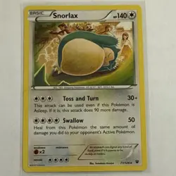 Pokemon Snorlax 77/124 Fates Collide Rare Regular Basic 140HP English Card - Image 1