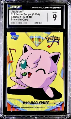 Pokemon 2000 Topps Series 2 Jigglypuff Ditto Pikachu Stick On CGC 9 MINT LOW POP - Image 2