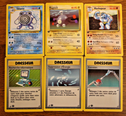First Edition Base Set - French Pokemon Cards - Poliwhirl, Magnemite, Machoke - Image 1