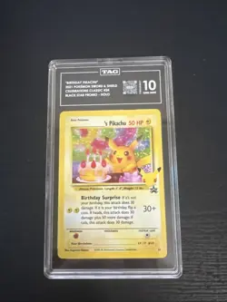 Pokemon Pikachu TCG Birthday Celebrations Holo Rare Card #24 TAG 10 Gem Mint - Image 1