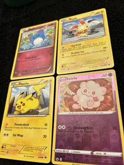 4x Cute Pokemon Cards - Pikachu Plusle Swirlix Marill 2012 - Set Lot Bundle LP - Image 2