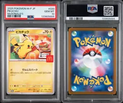 Pikachu 020/M-p McDonald's Happy Set Promo Pokemon Card PSA 10 Gem MT Burgerchu - Image 3