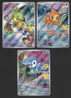 Piplup Turtwig Chimchar 1st Partner Gen 4 Set 30th Promo Pokemon 040 041 042 NM - Image 1