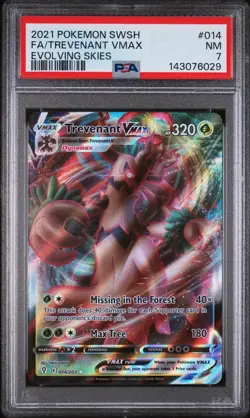 2021 POKEMON SWORD & SHIELD EVOLVING SKIES #014 FULL ART/TREVENANT VMAX PSA 7 - Image 1
