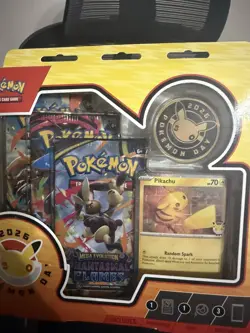Pokemon TCG Special Edition Pokemon Day 2026 Box Pikachu Promo, 3 Boosters, Coin - Image 3