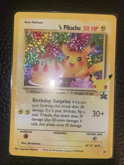 Birthday Pikachu 24 Celebrations 25th Anniversary Collection Pokemon TCG Card NM - Image 1