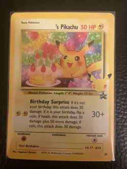 Birthday Pikachu 24 Celebrations 25th Anniversary Collection Pokemon TCG Card NM - Image 2