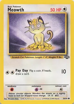 Meowth 56/64 Jungle Common - Pokemon TCG - NM - Image 1