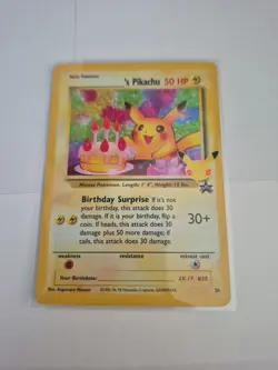 Pokemon Celebrations Pikachu 24/53 Holo Birthday Card Classic Collection - Image 1