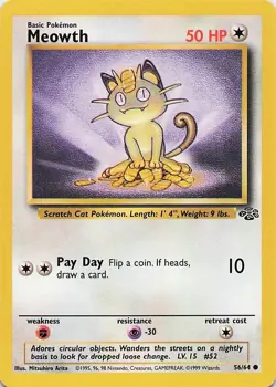 Meowth 56/64 Jungle Common - Pokemon TCG - NM - Image 1