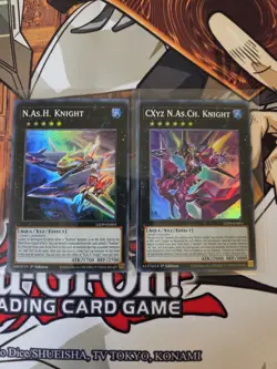 YUGIOH N.AS.H. KNIGHT + CXYZ N.AS.CH. KNIGHT LED9 SUPER 1ST ED NM - Image 1