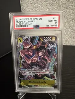 2025 One Piece OP10-Royal Blood Monkey D. Luffy #111 Alt Art PSA 10 - Image 1