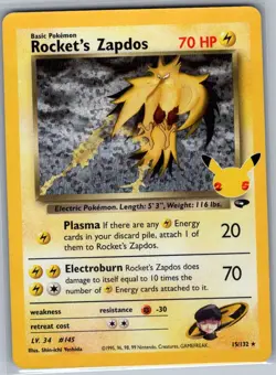 Rocket's Zapdos 15/132 Celebrations: Classic Collection - Pokemon Card - NM - Image 1