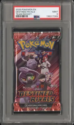 2025 Pokemon S&V Destined Rivals Booster Pack Team Rocket Art PSA 9 Mint - Image 1