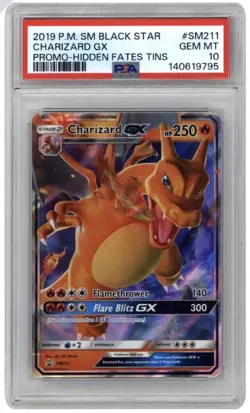 2019 POKEMON SM BLACK STAR PROMO HIDDEN FATES TINS #SM211 CHARIZARD GX PSA 10 - Image 1