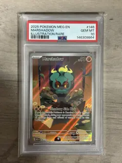 2025 Pokemon Mega Evolution Marshadow Illustration Rare #146 PSA 10 - Image 1