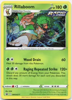 Rillaboom SWSH277 Cosmos Holo Promo Sword & Shield Promo Pokemon Near Mint - Image 1