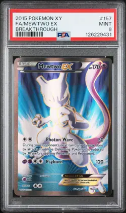 2015 POKEMON XY BREAKTHROUGH MEWTWO EX #157 FULL ART PSA 9 MINT #126229431 - Image 1