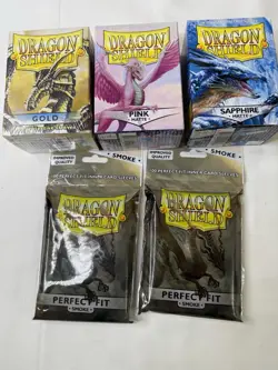 500 Dragon Shield Sleeves 5 Pack Lot 3 Sealed 2 Open See Photos Gold,Pink,Sapph - Image 1