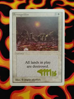 SIGNED Armageddon from Unlimited 3rd edition Mtg HP great front rough back - Image 1