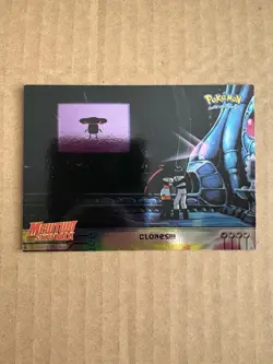 1999 Topps Pokemon Movie Card Mewtwo Strikes Back #29 "Clones!!!" Foil Blue Logo - Image 1