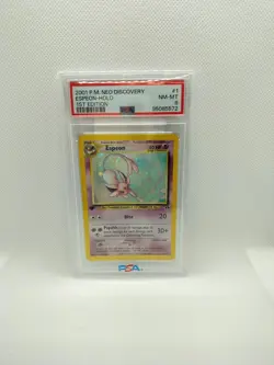 PSA 8 Espeon 1/75 Neo Discovery 1st Edition Holo Rare Pokemon Card - Image 2