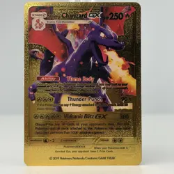 Pokemon Shining Charizard GX 250hp Gold Foil Fan Art Collector Card TCG - Image 1
