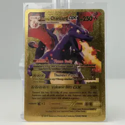 Pokemon Shining Charizard GX 250hp Gold Foil Fan Art Collector Card TCG - Image 3